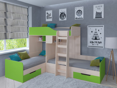 Двухъярусная кровать Трио с тремя спальными местами
