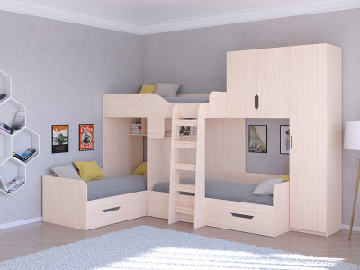 Двухъярусная кровать Трио-2 с тремя спальными местами